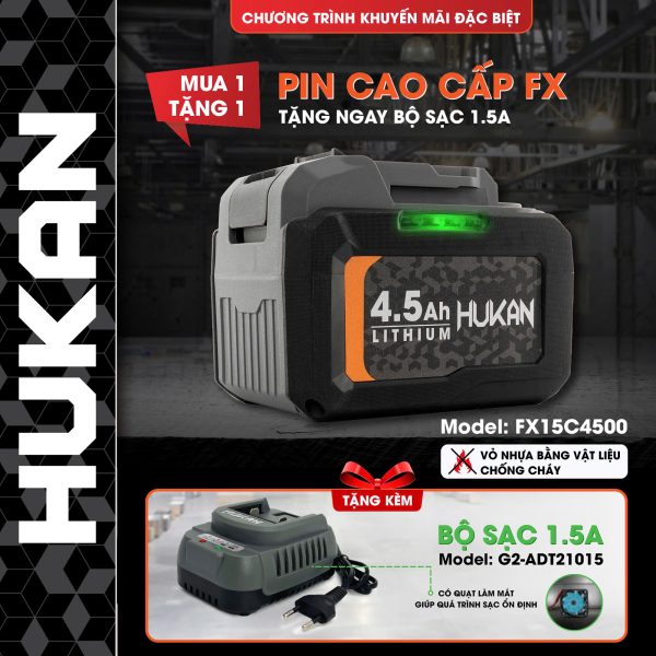 Pin cao cấp FX chống cháy HM21-G2-FX10C4500 Tặng sạc nhanh 2Ah