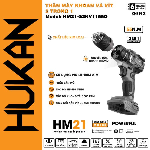 Thân máy khoan và vít (2 trong 1) HM21-G2KV1155Q