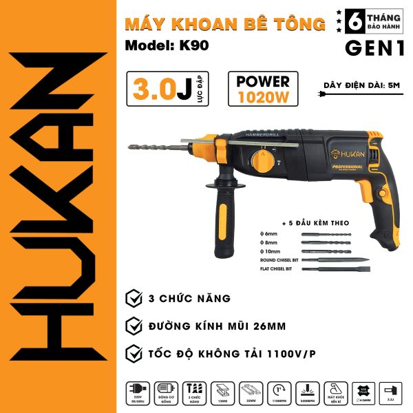 Máy khoan bê tông 3 chức năng K90