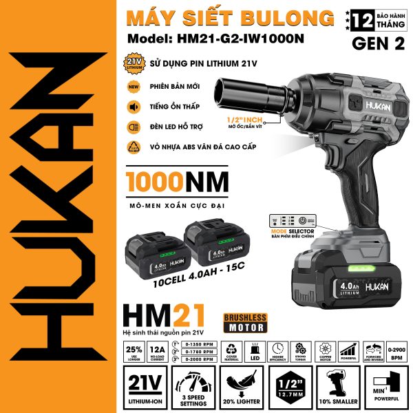 Máy siết bulong pin HM21-G2-IW1000N