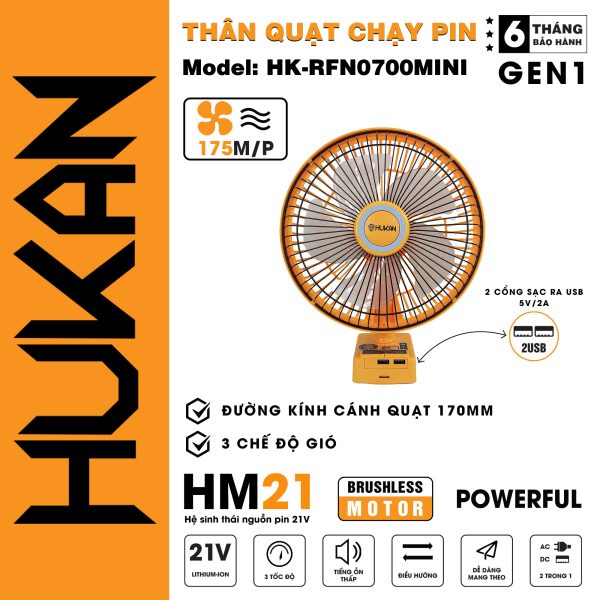 Thân quạt mini dùng pin HK-RFN0700MINI