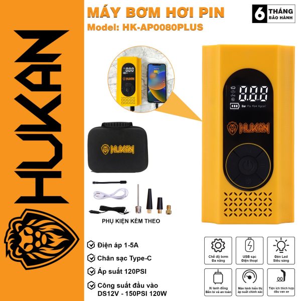 Máy bơm hơi pin mini HK-AP0080plus