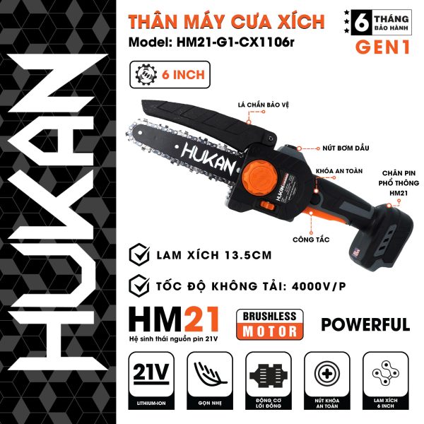 Thân máy cưa xích pin 6INCH HM21-G1-CX1106r