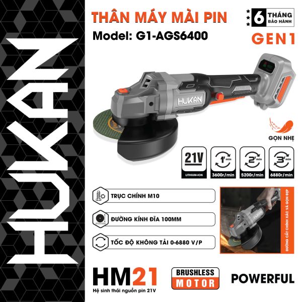 Thân máy cắt mài pin 3 tốc độ Body G1-AGS6400