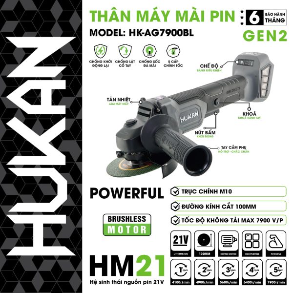 Thân máy cắt mài pin 5 tốc độ (GEN2) BODY HK-AG7900BL