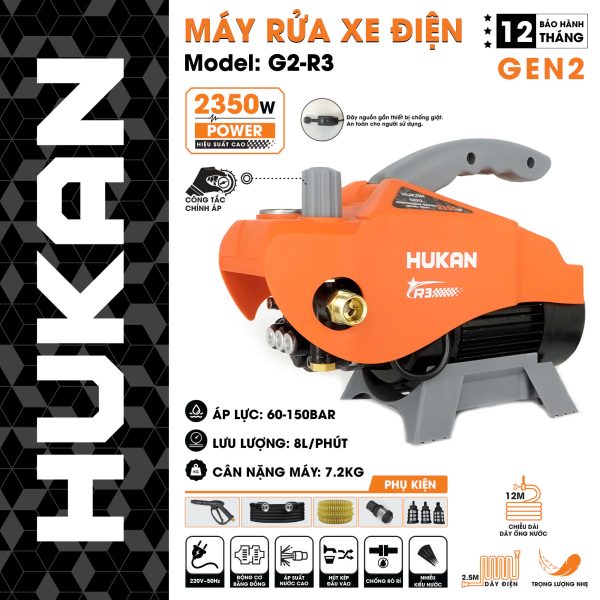 Máy rửa xe dùng điện có chỉnh áp (GEN 2) G2-R3