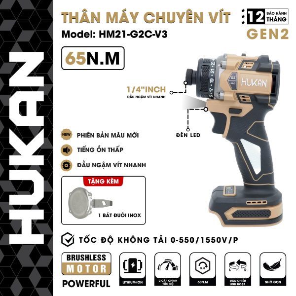 Thân máy chuyên vít trượt (GEN 2) HM21-G2C-V3 màu cafe